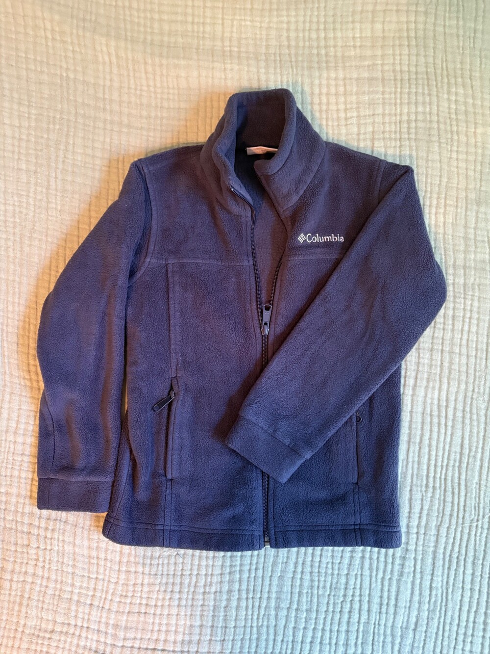 Columbia Kids Navy Blue Fleece Jacket Size XS Full Zip Outdoor Coat